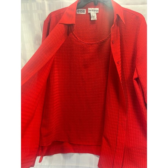 Apparenza women long sleeve shirt, color red, size L, button down - Picture 7 of 11